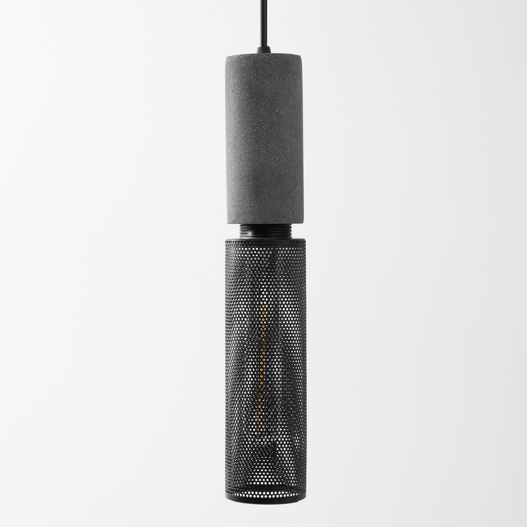 Industrial Wrought Iron Concrete Pendant Light With Warm LED Glow — Harbor Light Co.