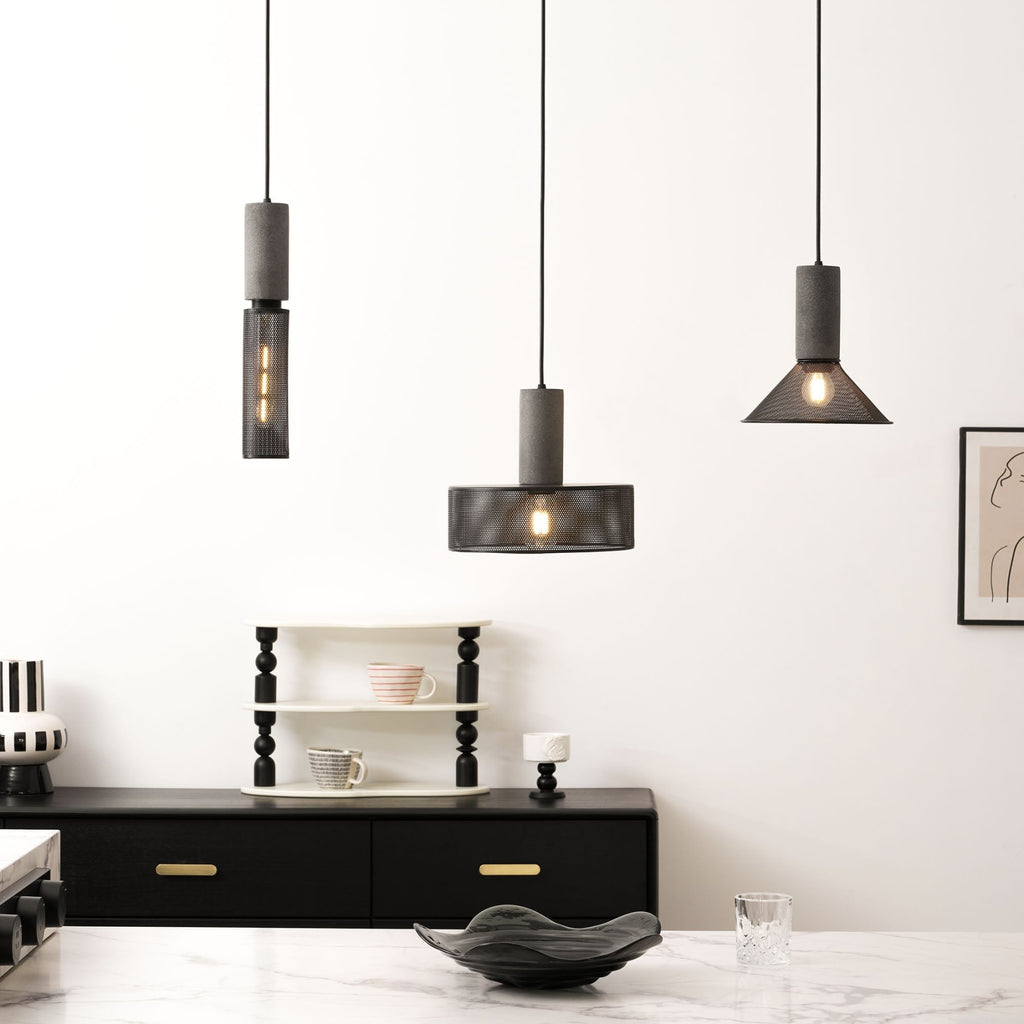 Industrial Wrought Iron Concrete Pendant Light With Warm LED Glow — Harbor Light Co.