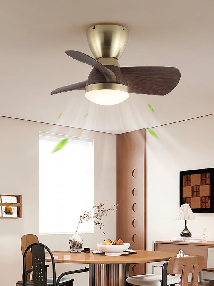 Modern 3-Blade Wooden Ceiling Fan Light with Flush Mount