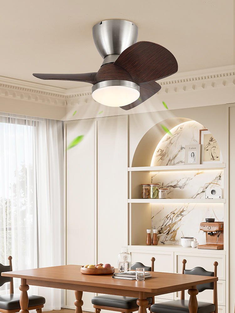 Modern 3-Blade Wooden Ceiling Fan Light with Flush Mount