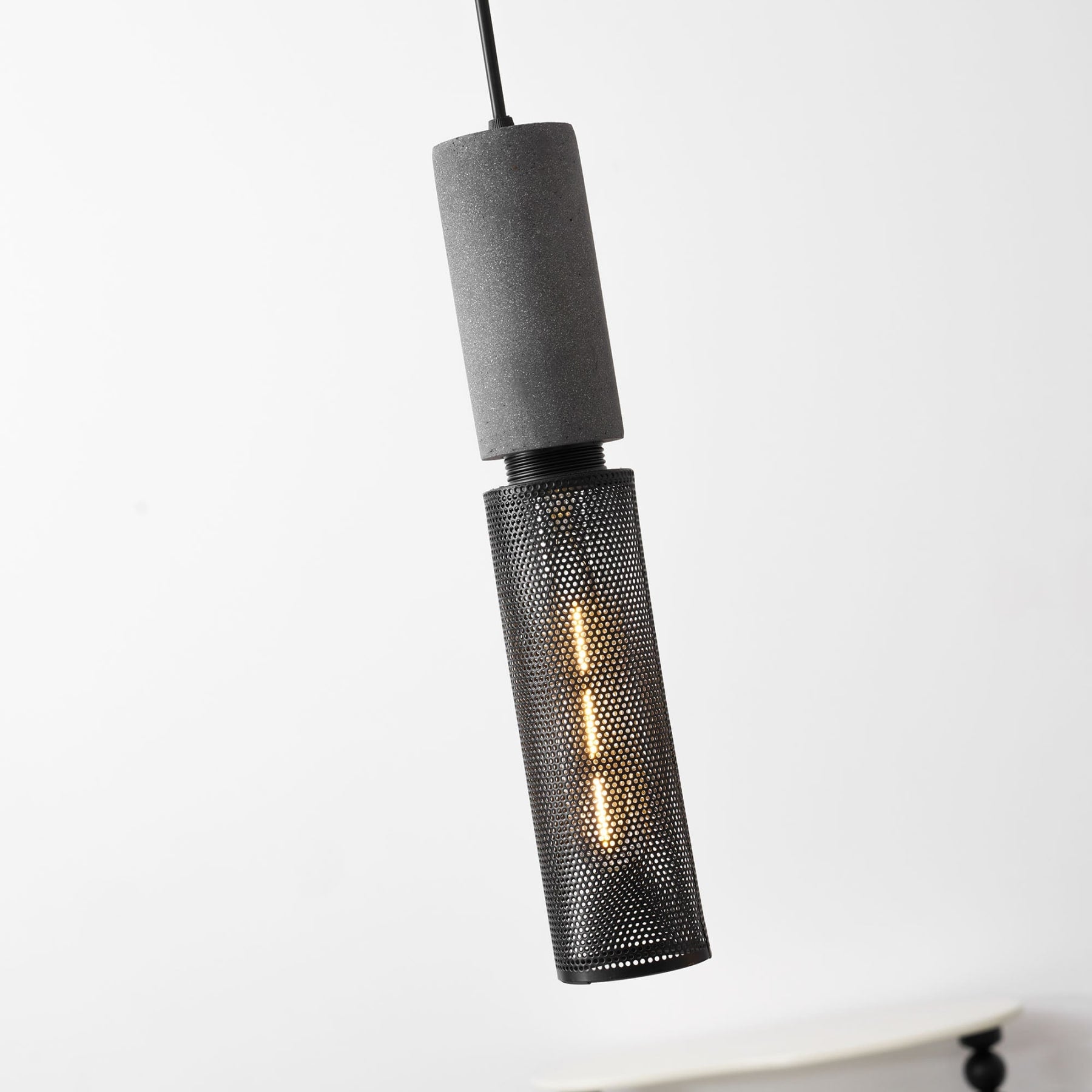 Industrial Wrought Iron Concrete Pendant Light With Warm LED Glow — Harbor Light Co.