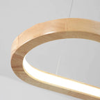 Contemporary Oval Wooden Pendant Light with Integrated Ring Diffuser