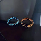 Glow in the Dark Ring with Engraved Fantasy Rune Script Nickel-Free Hypoallergenic Light Absorbing Fashion Ring Band