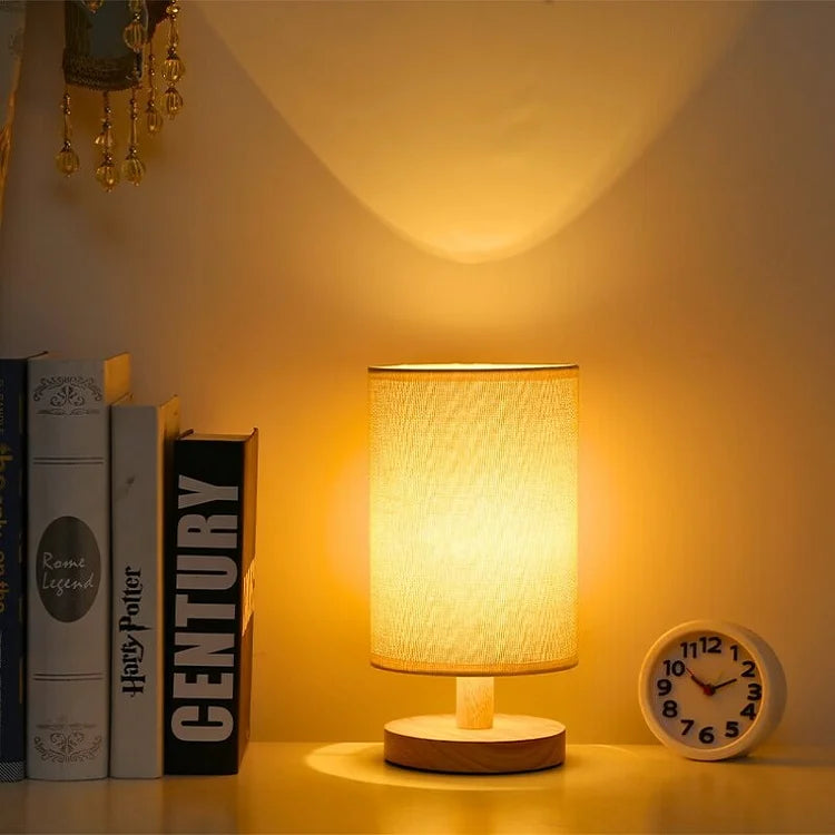 Modern Wood Table Lamp With Linen Shade — Harbor Light Co.