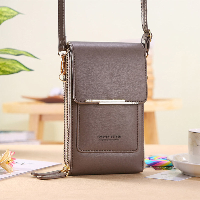 Small Crossbody Phone Bag for Women Anti-Theft RFID Blocking Wallet Purse with Touchscreen Window Card Slots and Adjustable Shoulder Strap
