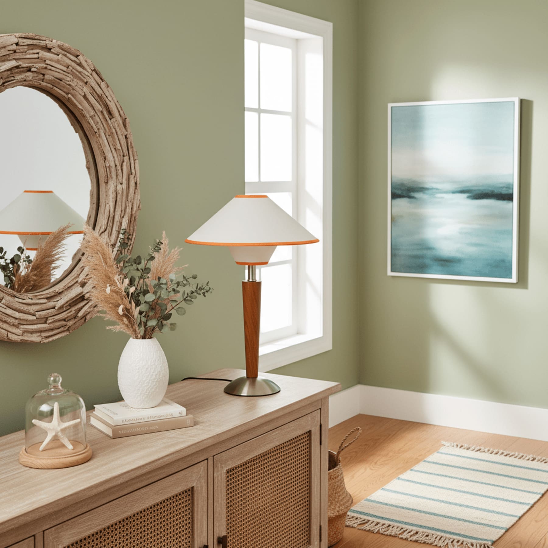 Retro Wood Table Lamp With Fabric Shade for Living Room — Harbor Light Co.