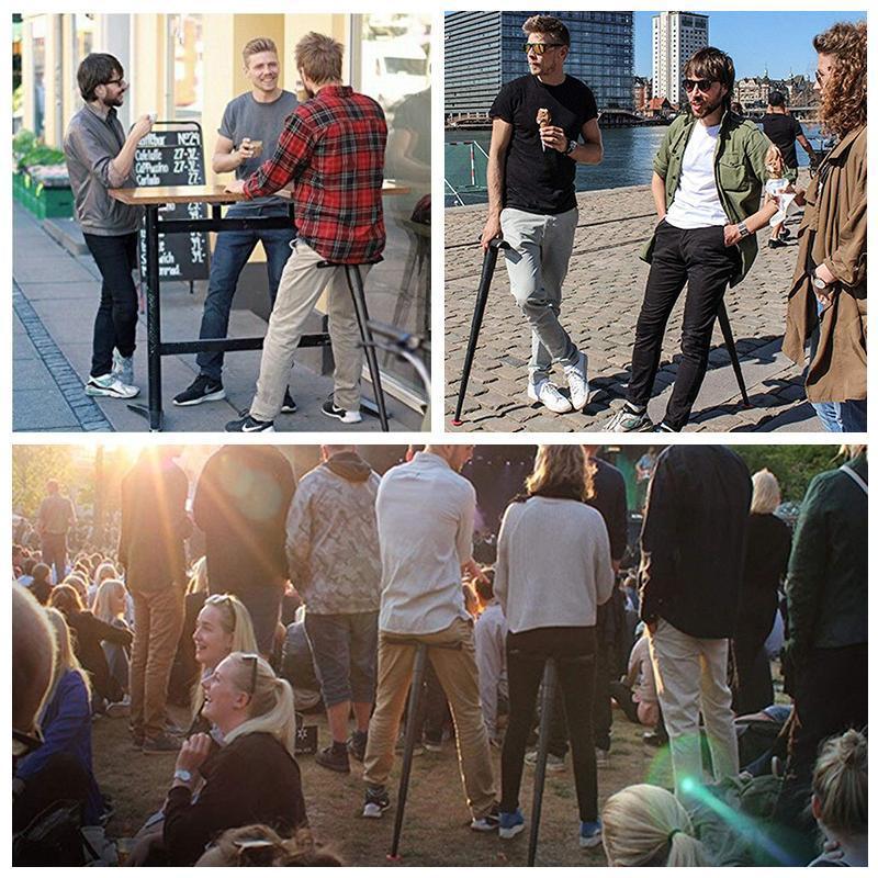 Portable Telescopic Seat Stick Mini Folding Stool Lightweight Collapsible Pocket Chair for Queues Hiking Concerts and Camping