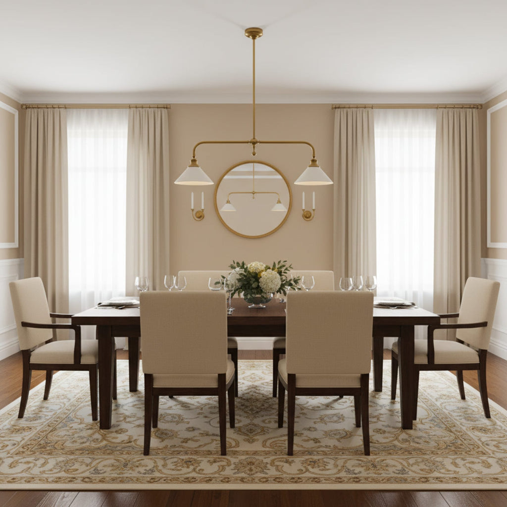 Modern Brass Pendant Light With Ceramic Shades for Dining Room — Harbor Light Co.