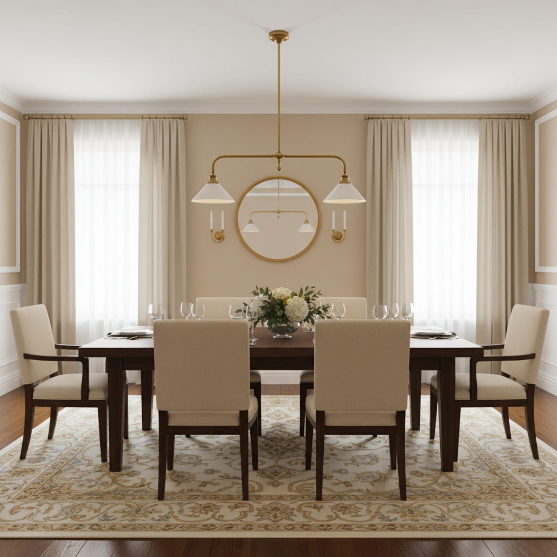 Modern Brass Pendant Light With Ceramic Shades for Dining Room — Harbor Light Co.
