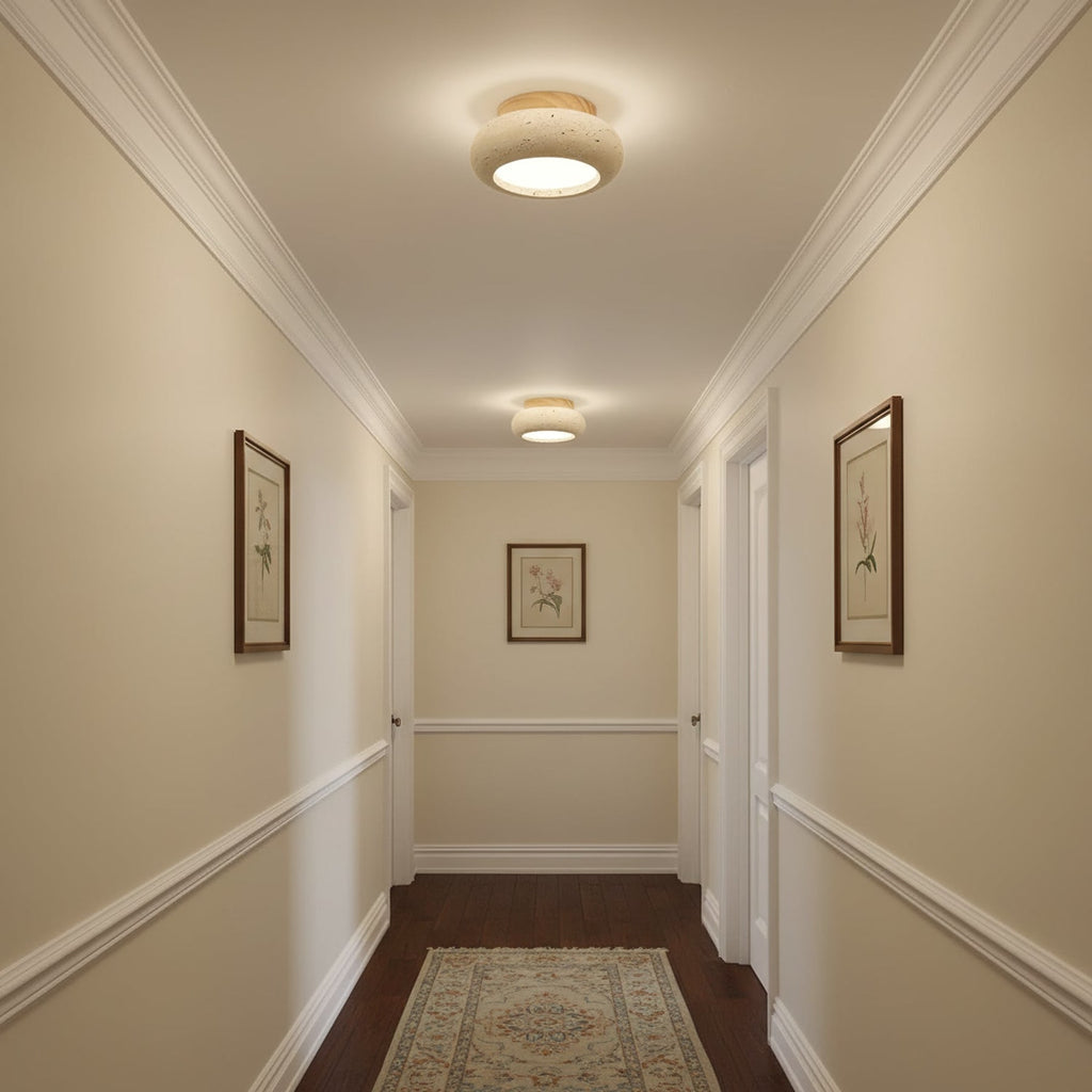 Modern Travertine Flush Mount Ceiling Light — Harbor Light Co.