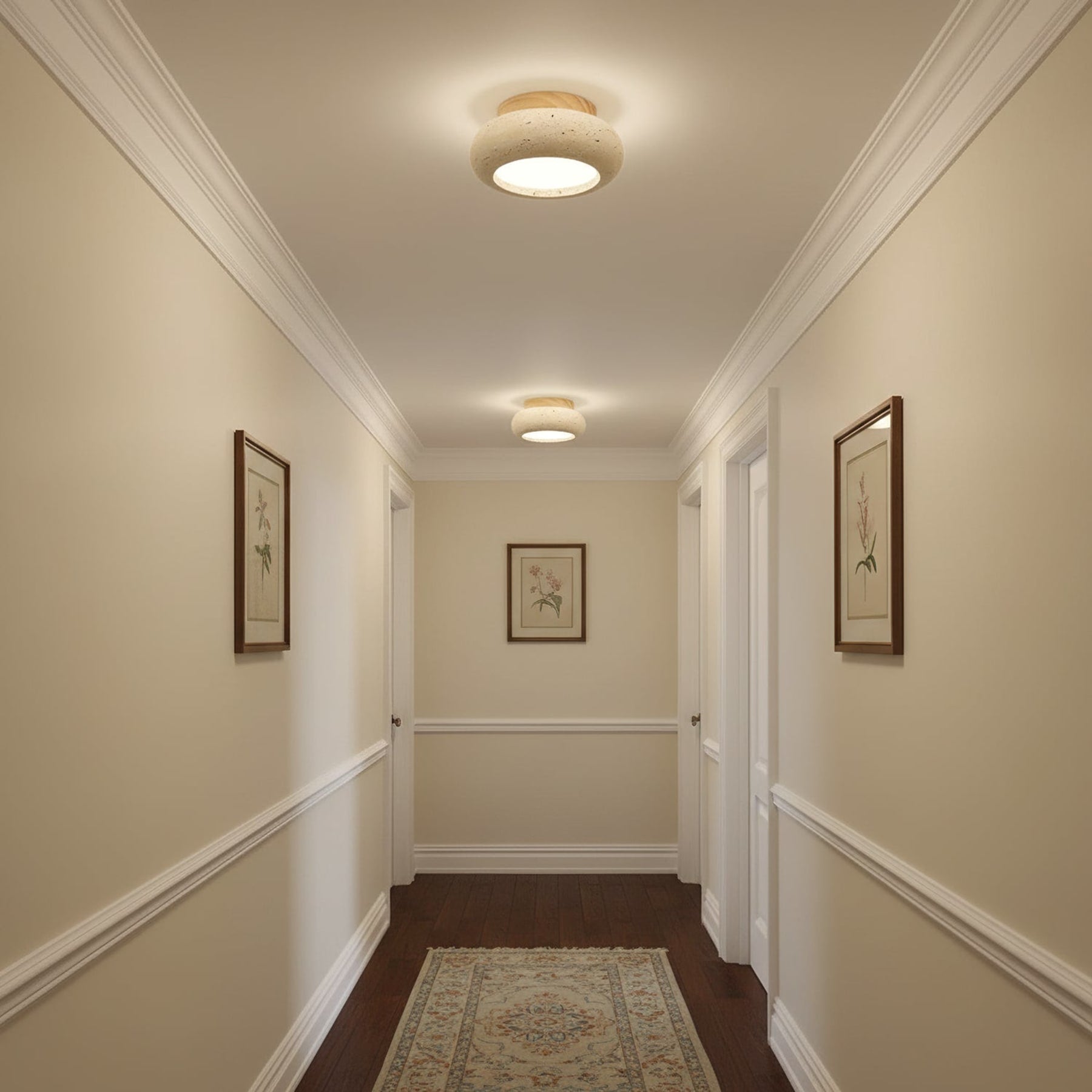 Modern Travertine Flush Mount Ceiling Light — Harbor Light Co.