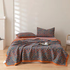 Cotton Quilt Multi-Layer Breathable Patterned Quilted Coverlet Lightweight Bedspread Blanket for Bed and Sofa