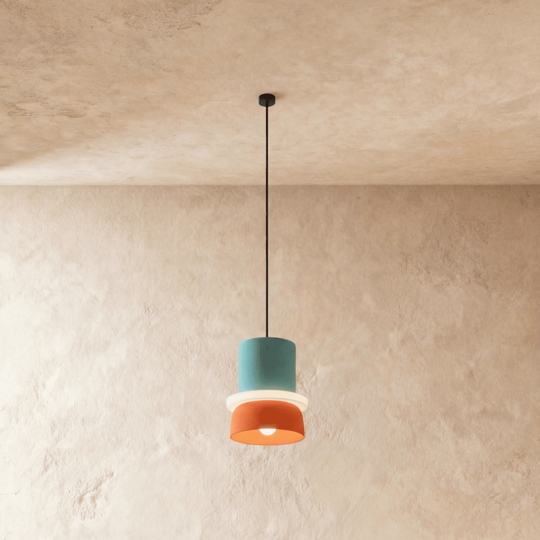 Modern Aluminum Two-Tone Pendant Light With Warm LED Glow in Orange and Blue — Harbor Light Co.
