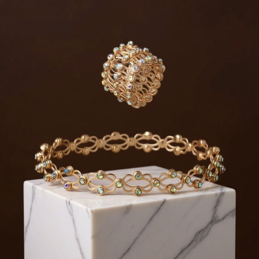 Foldable Zirconia Ring to Bracelet Convertible Jewelry with Expandable Band