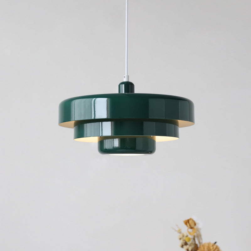 Mid-Century Metal Dining Room Pendant Light with Layered Disc Shade