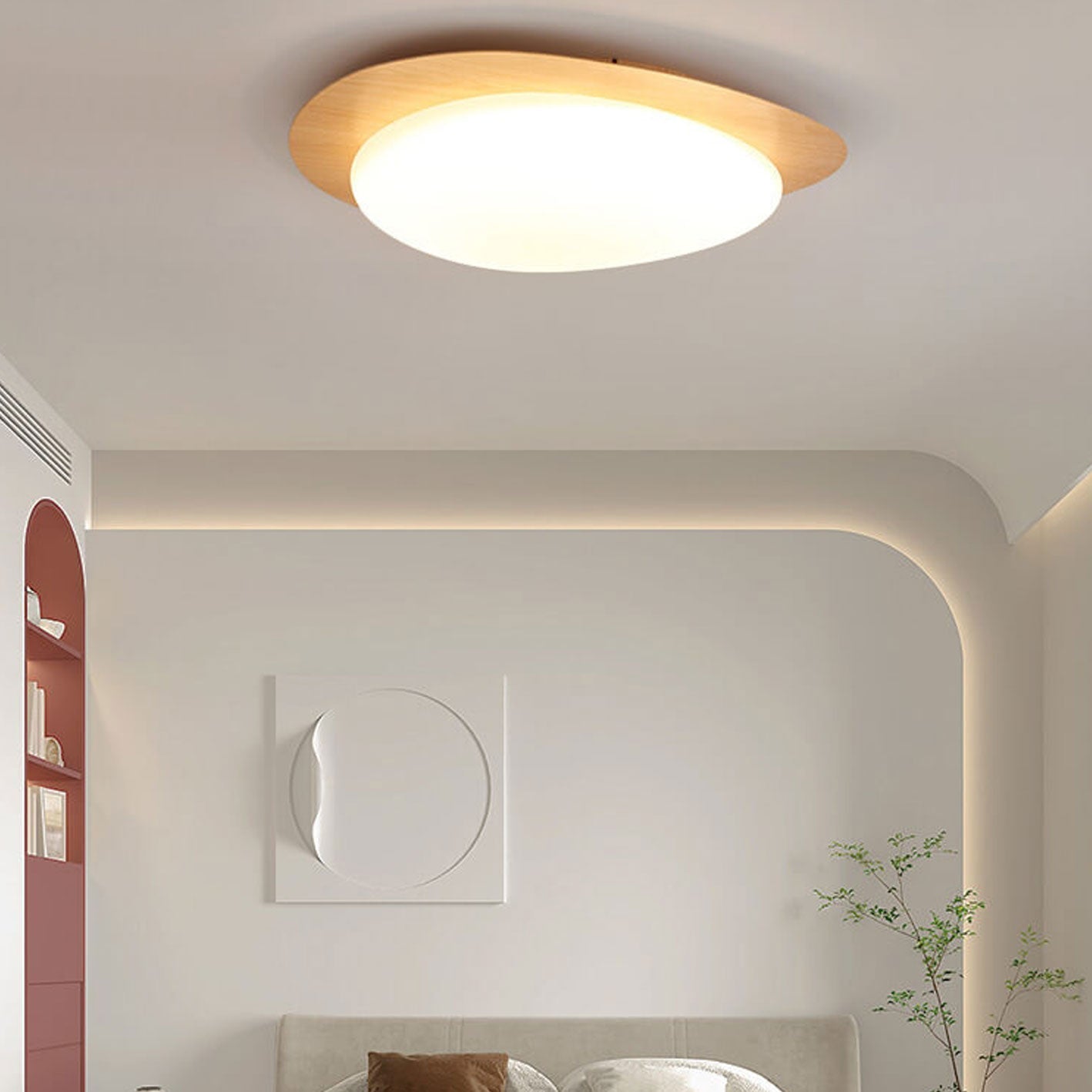 Modern Wood Flush Mount Ceiling Light With Stepless Remote Dimming — Harbor Light Co.