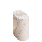 Marble Pattern Trash Can Slim Oval Bathroom Garbage Can with Lid Plastic Waste Bin for Kitchen Bedroom and Office Narrow Spaces
