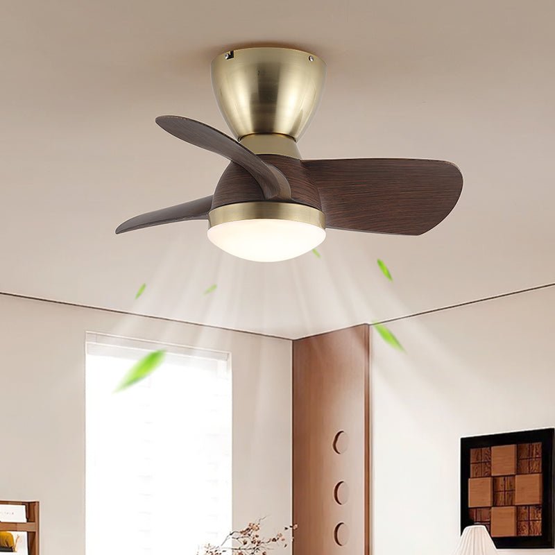 Modern 3-Blade Wooden Ceiling Fan Light with Flush Mount