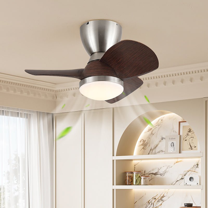 Modern 3-Blade Wooden Ceiling Fan Light with Flush Mount