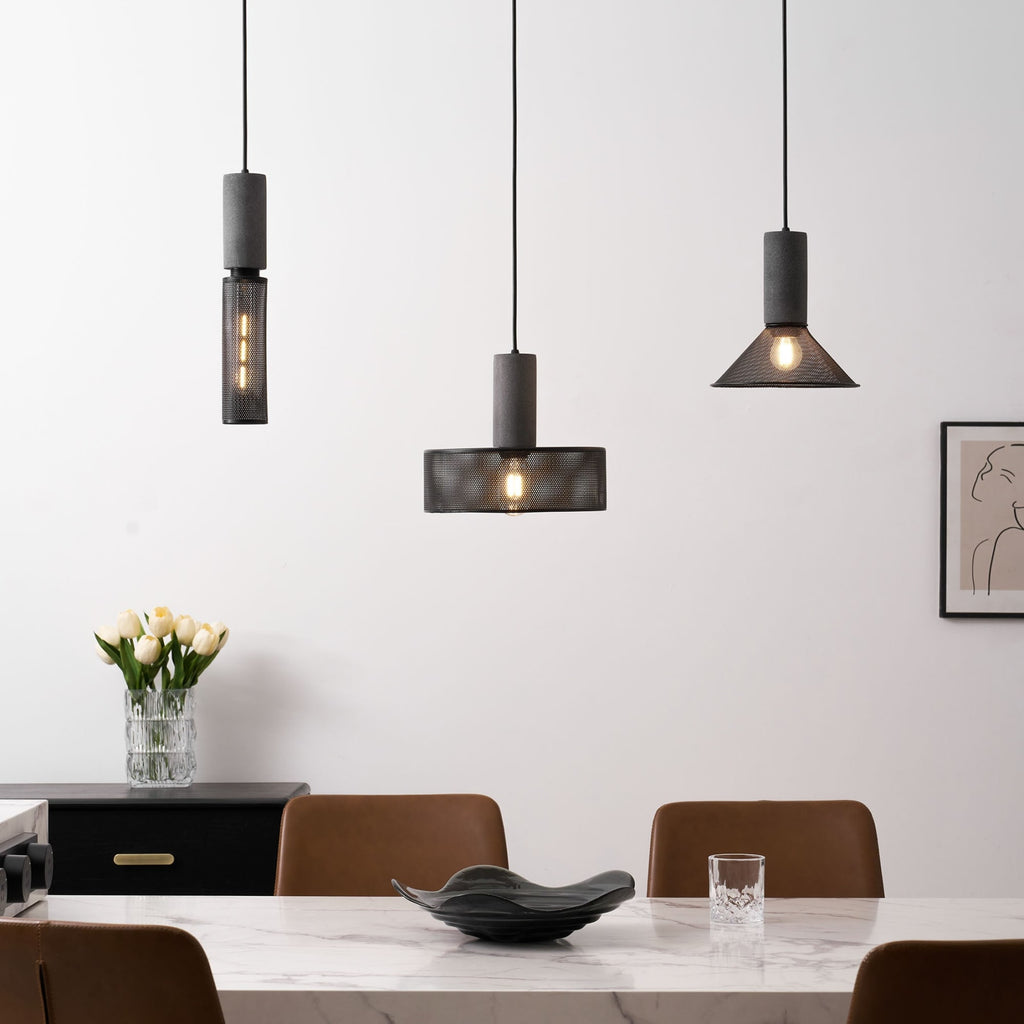 Industrial Wrought Iron Concrete Pendant Light With Warm LED Glow — Harbor Light Co.