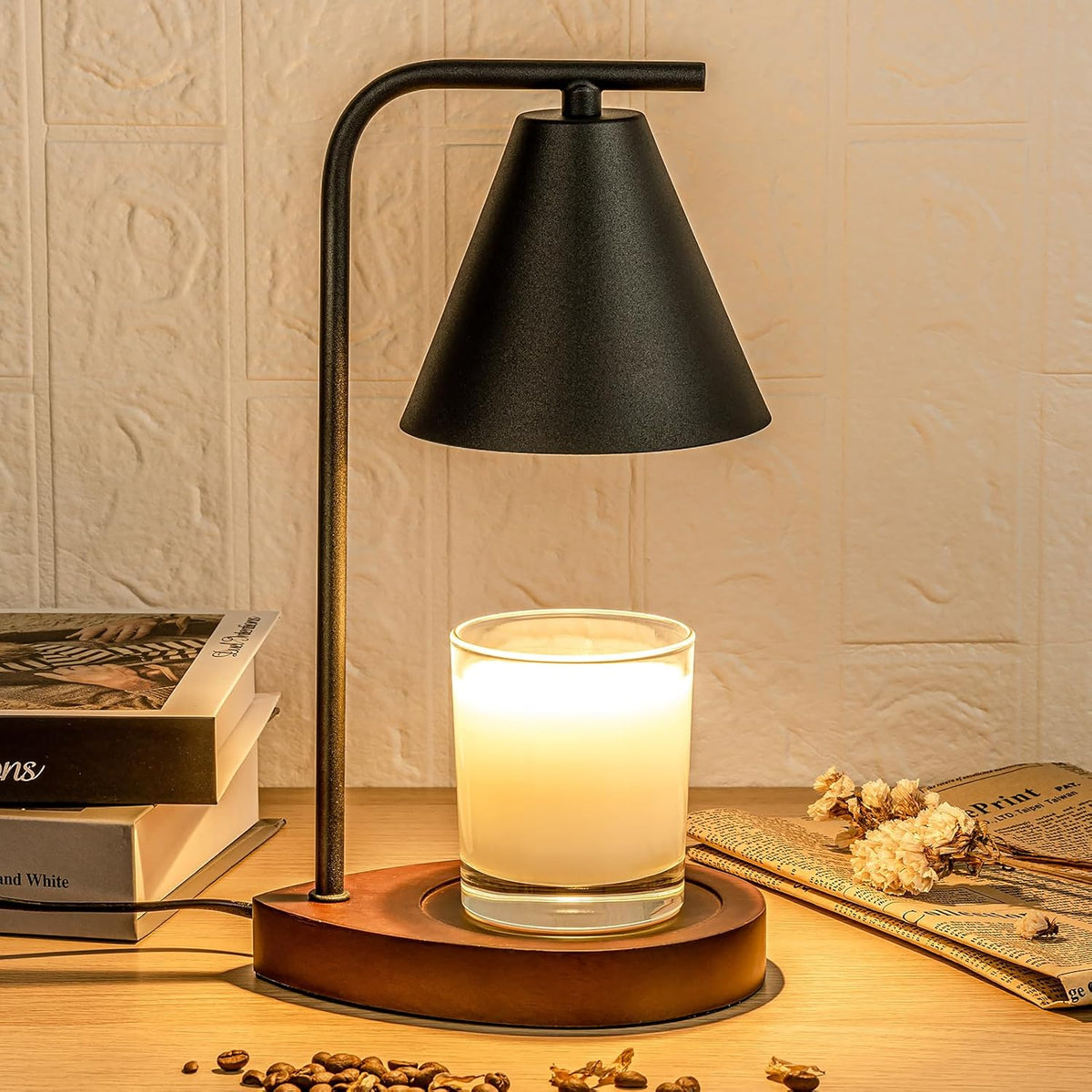 Candle Warmer Lamp Electric Wax Melting Table Light with Dimmer and Timer Flameless Fragrance Lamp for Jar Candles