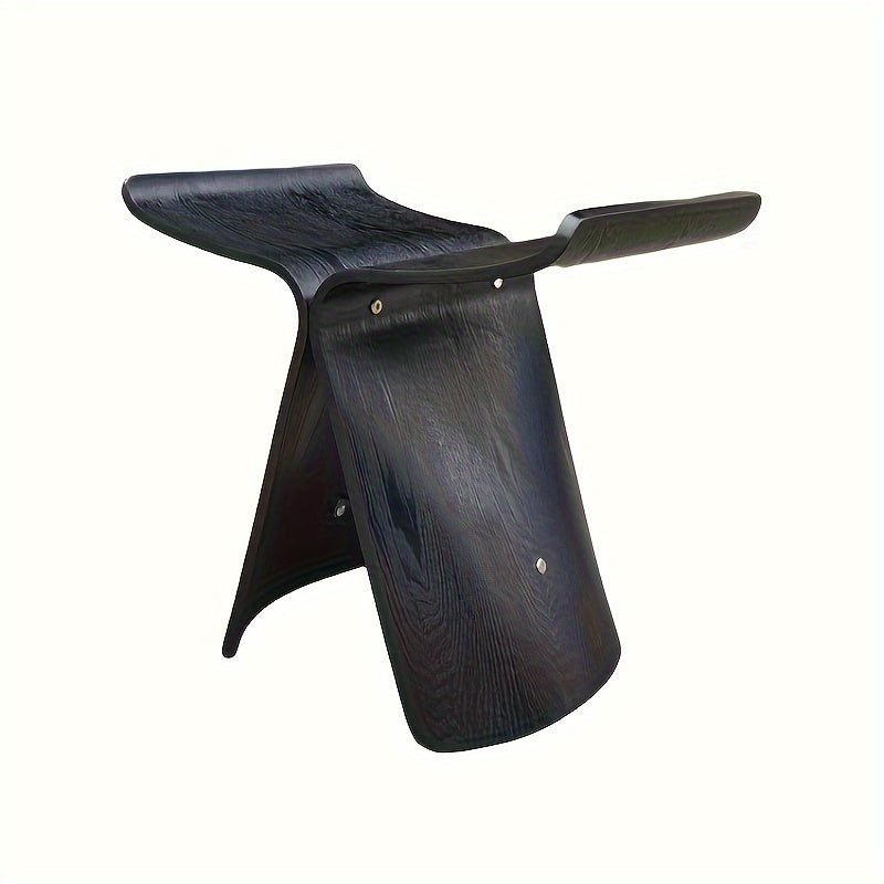Butterfly Stool Solid Wood Mid Century Modern Bentwood Stool Compact Accent Seat for Living Room Entryway and Bedroom