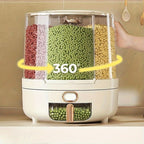 Rotating Rice Dispenser Airtight Dry Food Storage Container with Compartments and Push Button Dispensing for Grains and Cereal