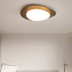 Modern Wood Flush Mount Ceiling Light With Stepless Remote Dimming in Walnut Grain — Harbor Light Co.