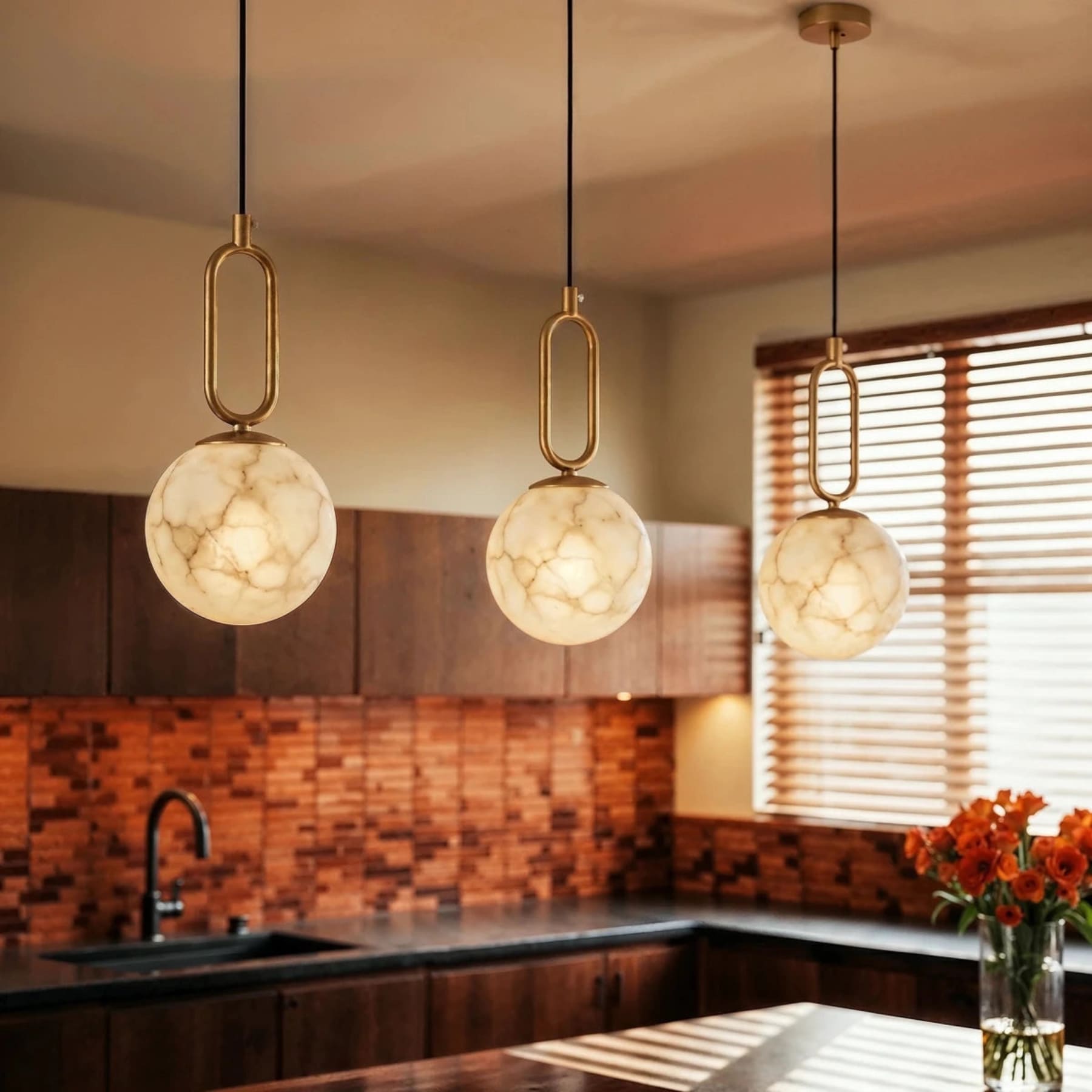 Modern Marble Pendant Light With Warm LED Glow for Dining Room — Harbor Light Co.