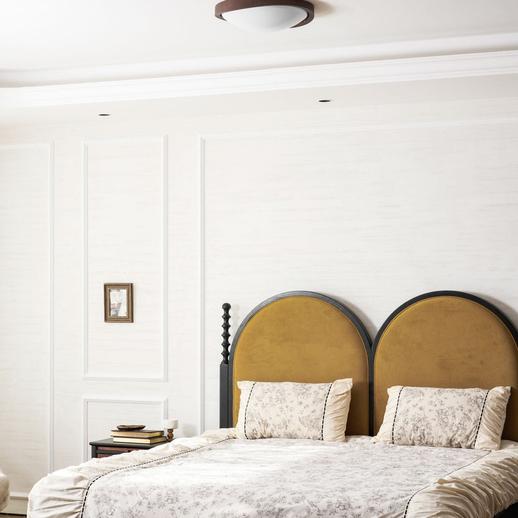 Modern Wood Flush Mount Ceiling Light With Tri-Color Glow — Harbor Light Co.