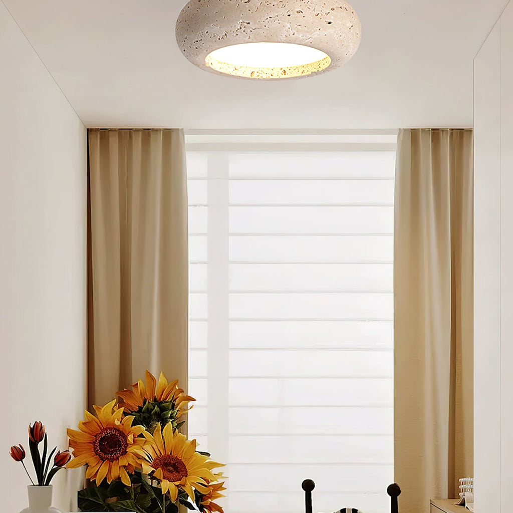 Modern Travertine Flush Mount Ceiling Light — Harbor Light Co.