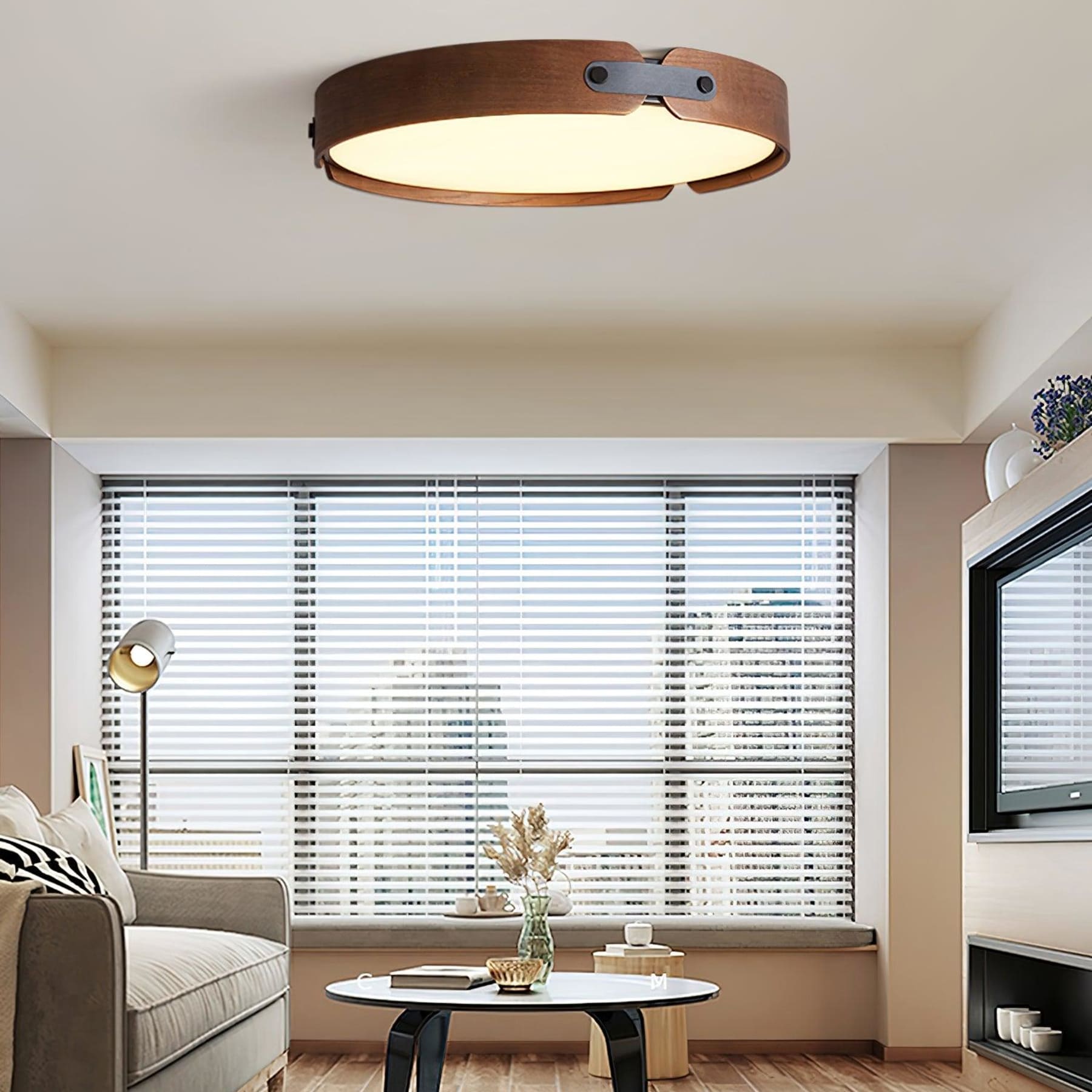 Scandinavian Wood Flush Mount Ceiling Light for Living Room — Harbor Light Co.
