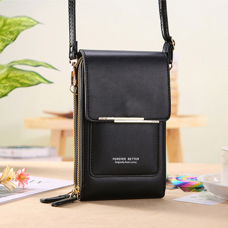 Small Crossbody Phone Bag for Women Anti-Theft RFID Blocking Wallet Purse with Touchscreen Window Card Slots and Adjustable Shoulder Strap
