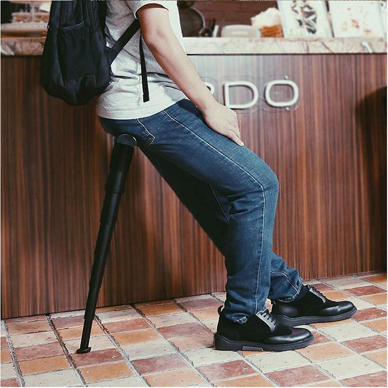 Portable Telescopic Seat Stick Mini Folding Stool Lightweight Collapsible Pocket Chair for Queues Hiking Concerts and Camping
