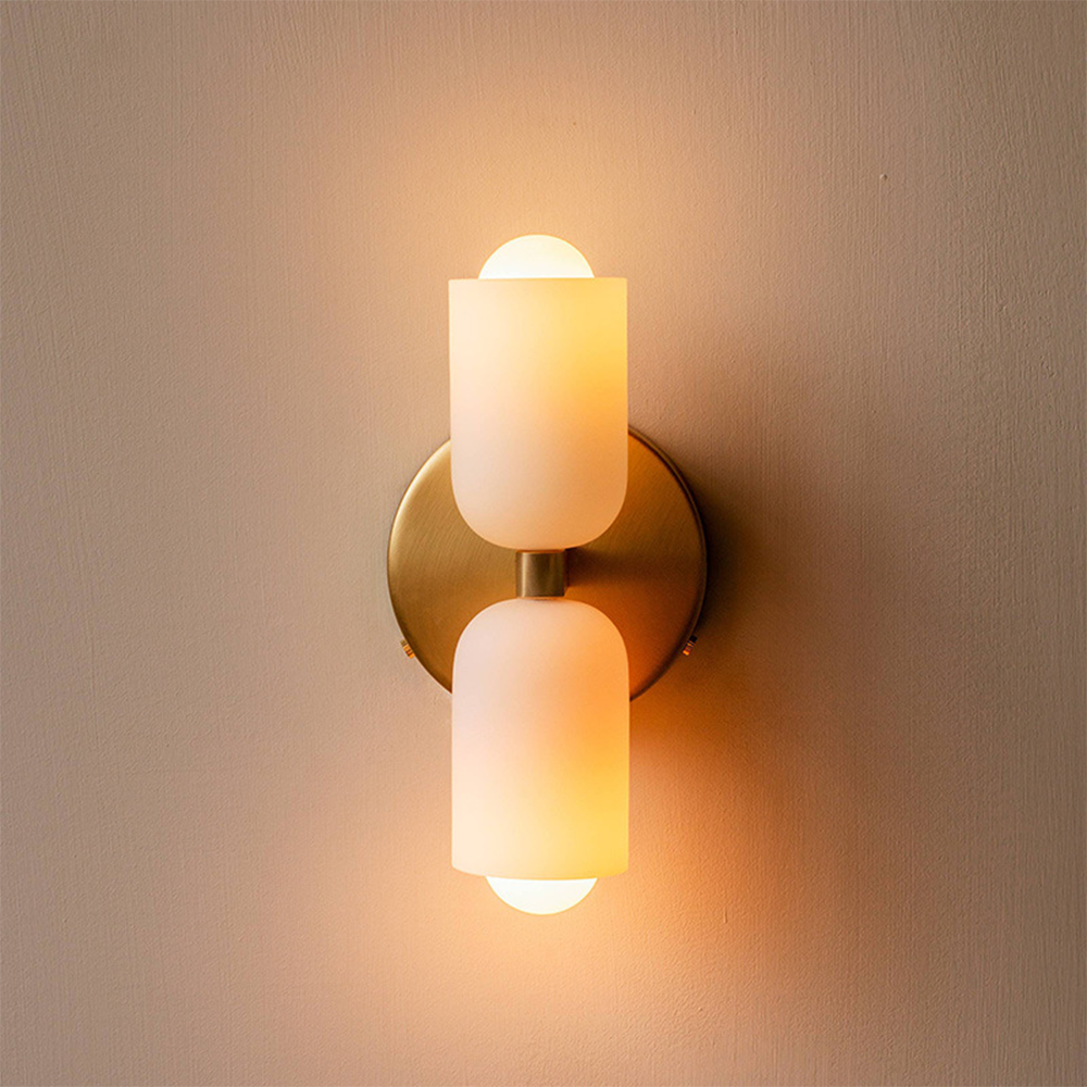 Vintage 2-Light Glass Wall Sconce with Round Backplate