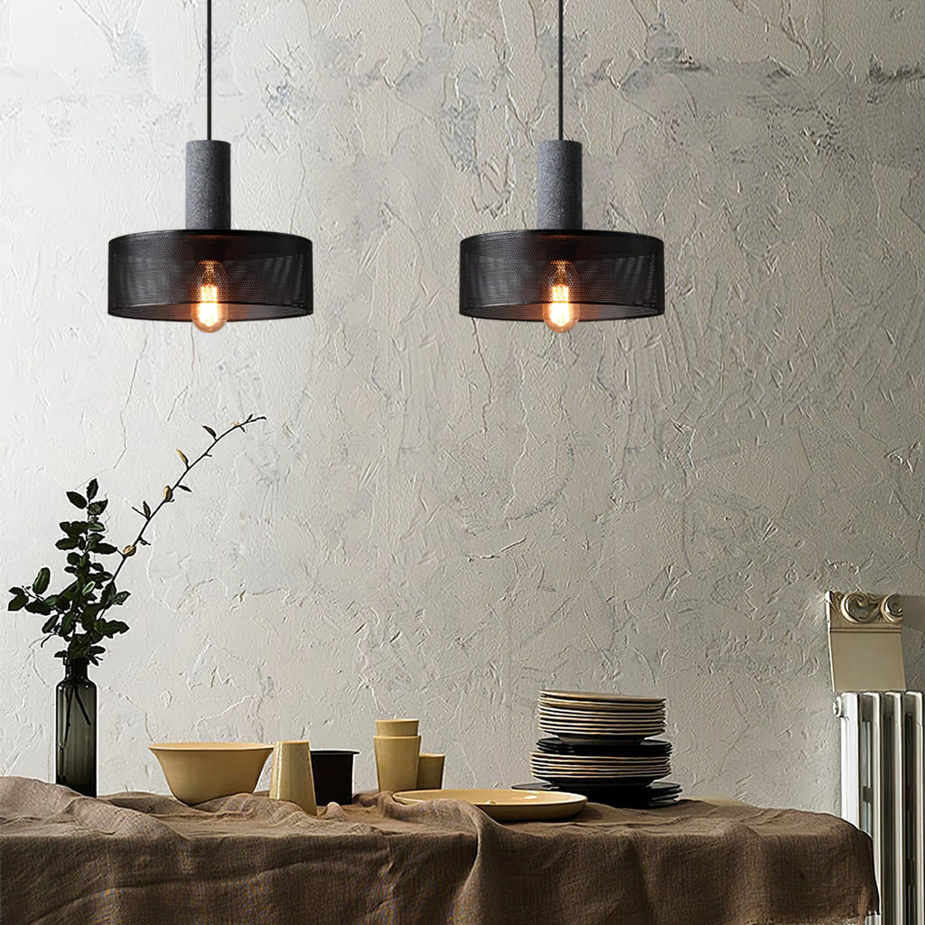 Industrial Wrought Iron Concrete Pendant Light With Warm LED Glow — Harbor Light Co.