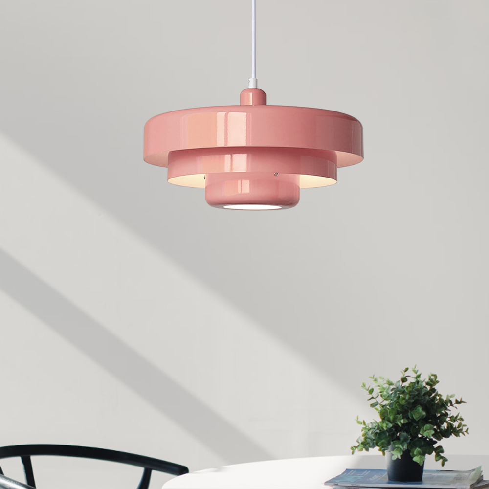 Mid-Century Metal Dining Room Pendant Light with Layered Disc Shade