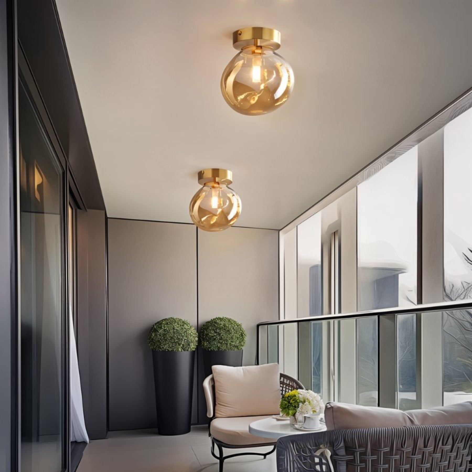 Modern Glass Semi-Flush Mount Ceiling Light for Living Room — Harbor Light Co.