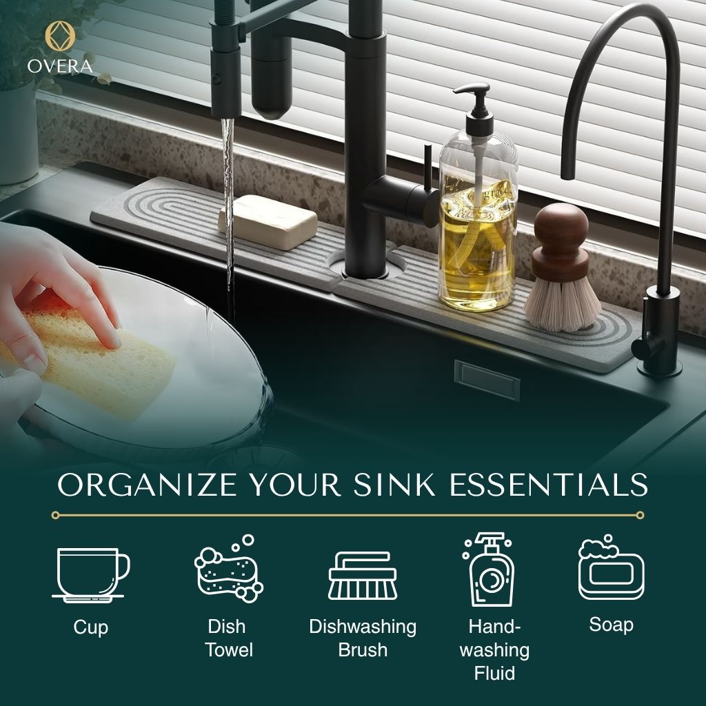 Diatomite Stone Faucet Sink Mat with Quick Drying Absorbent Surface