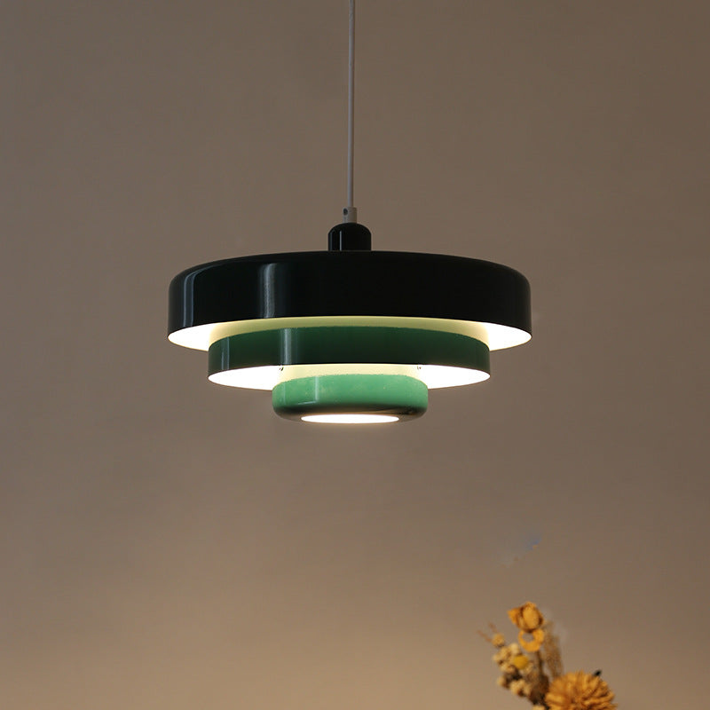 Mid-Century Metal Dining Room Pendant Light with Layered Disc Shade