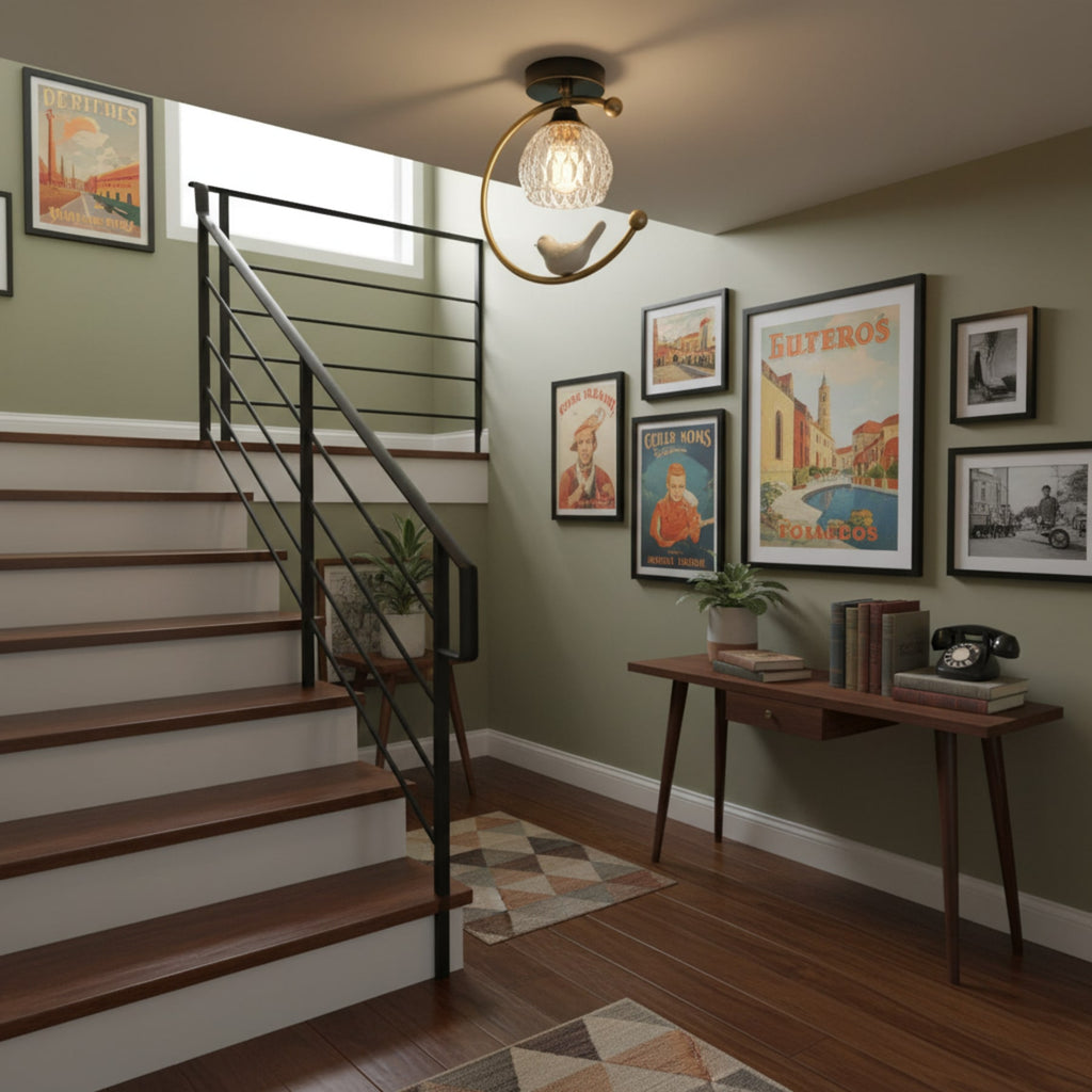 Modern Brass Semi-Flush Ceiling Light for Living Room — Harbor Light Co.