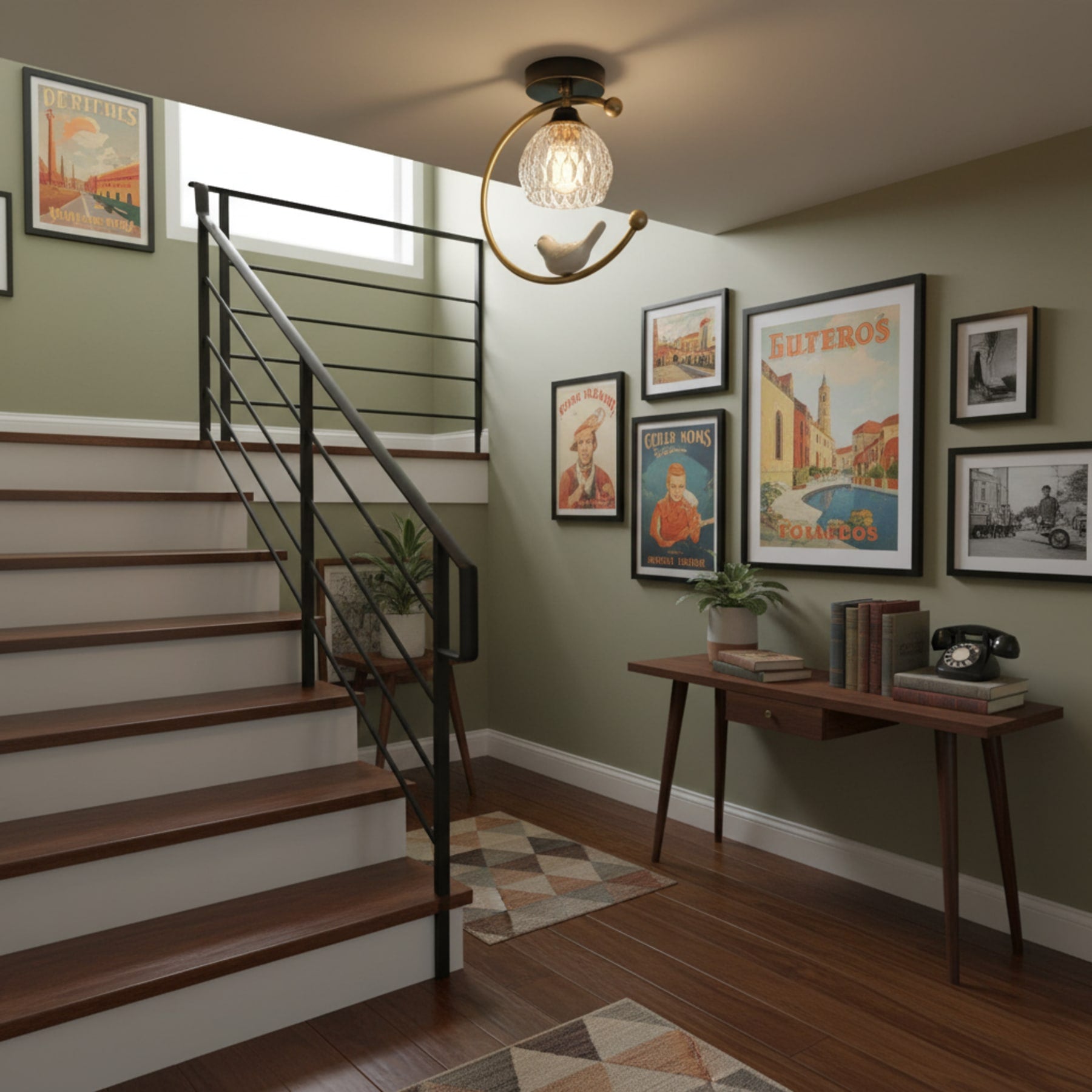 Modern Brass Semi-Flush Ceiling Light for Living Room — Harbor Light Co.