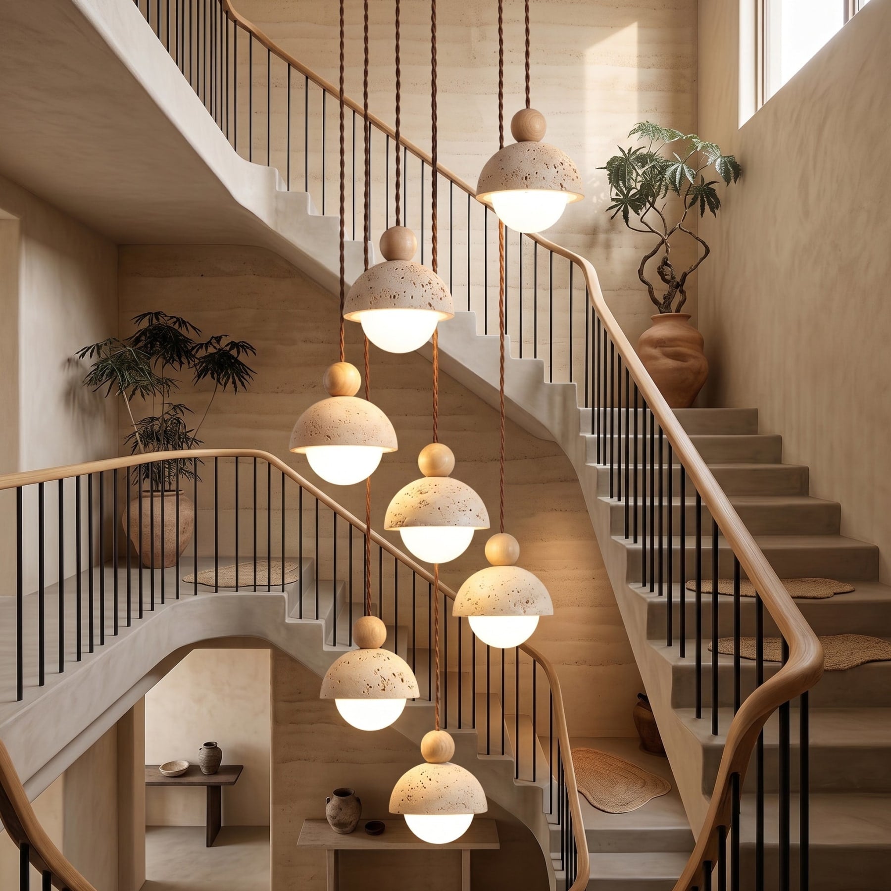 Modern Travertine Stone Pendant Light for Dining Room — Harbor Light Co.