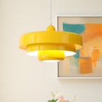Mid-Century Metal Dining Room Pendant Light with Layered Disc Shade