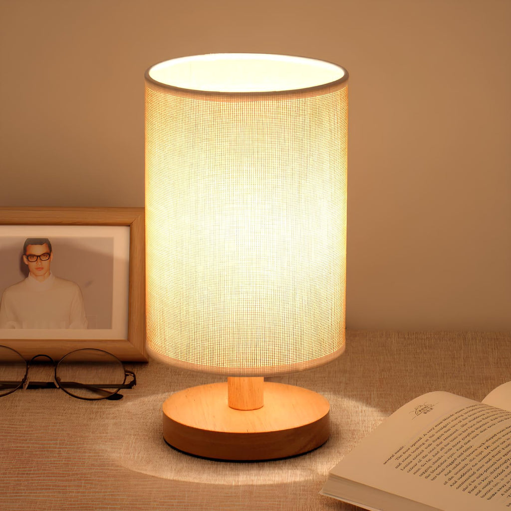 Modern Wood Table Lamp With Linen Shade — Harbor Light Co.