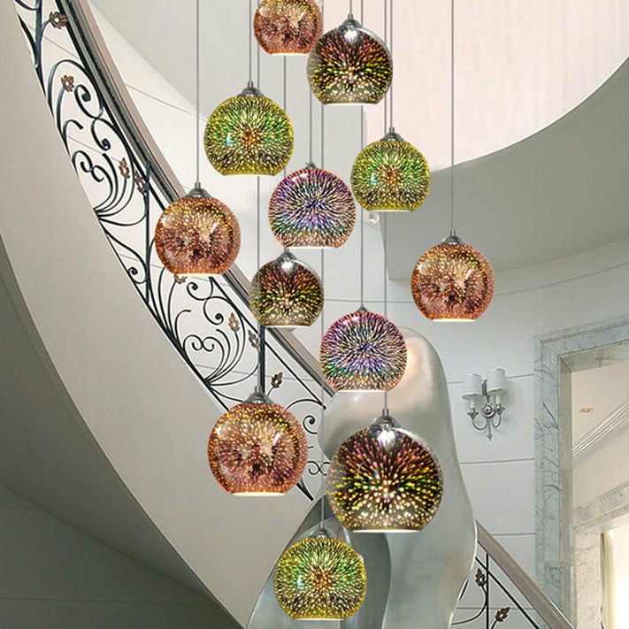 3D Firework Glass Globe Pendant Light