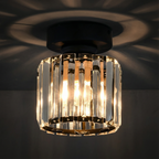 Crystal Drum Flush Mount Ceiling Light with Metal Frame