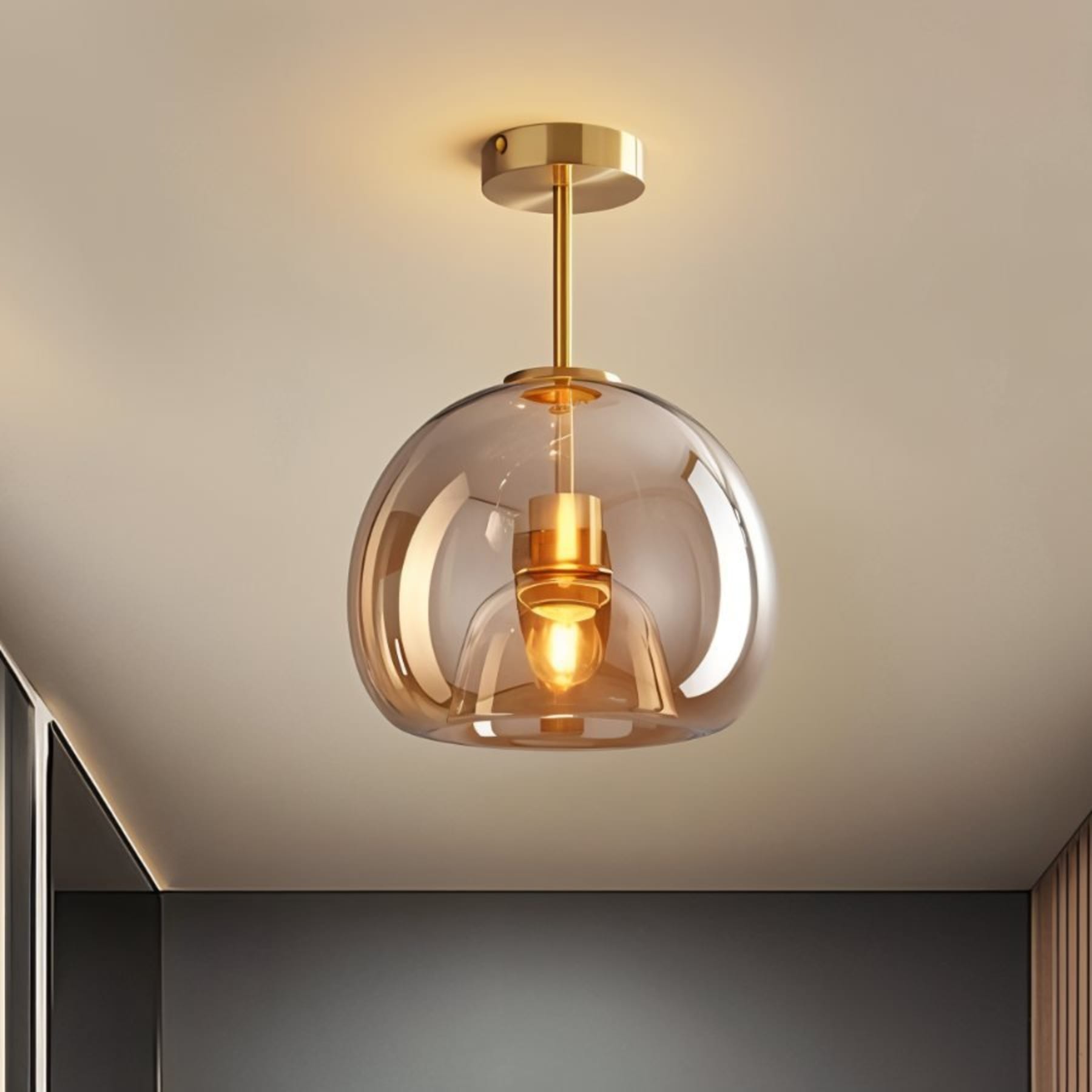 Modern Glass Semi-Flush Mount Ceiling Light for Living Room — Harbor Light Co.
