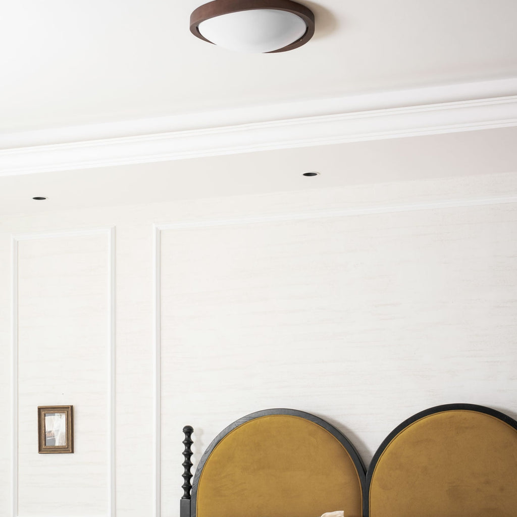 Modern Wood Flush Mount Ceiling Light With Tri-Color Glow — Harbor Light Co.