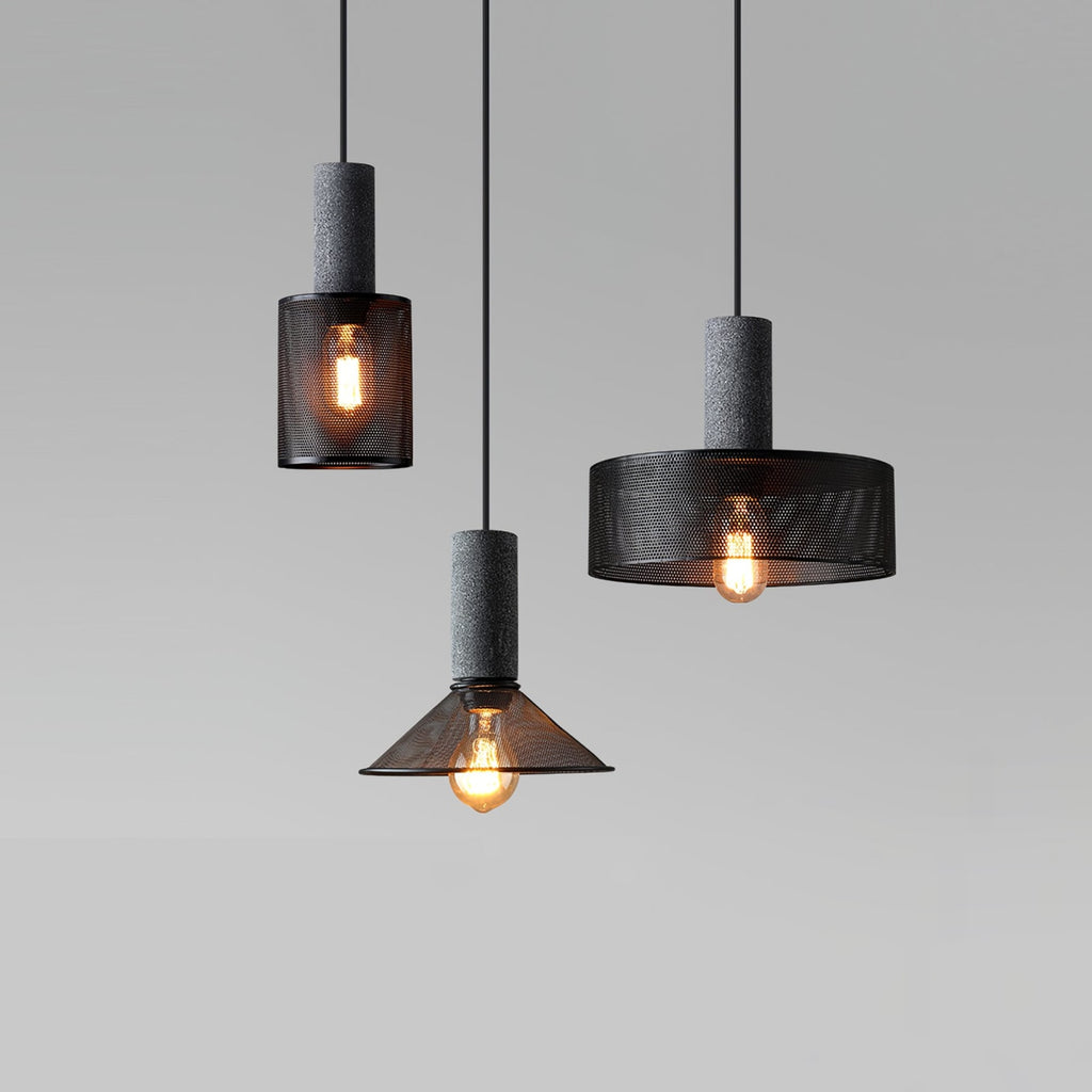 Industrial Wrought Iron Concrete Pendant Light With Warm LED Glow — Harbor Light Co.